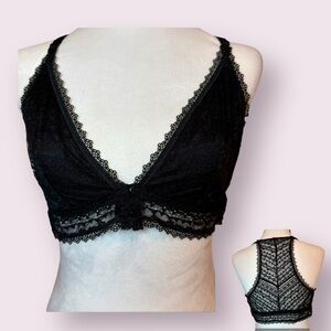 Victoria’s Secret Black Lace Racerback Bralette Size XL